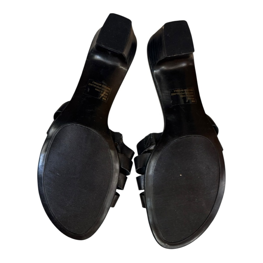 🆕 NEW LIFE STRIDE Black Leather Woven open toed Mules kitten heels size 9 - Picture 6 of 7